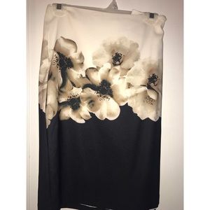 Black & Cream floral pencil skirt.
